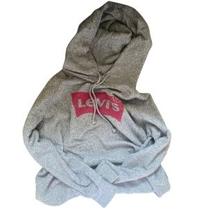 Levis red logo branded grey hoodie women’s M